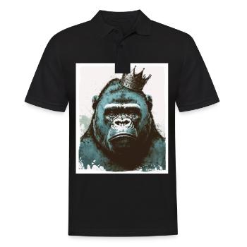 Monkey Gorilla King Chef Grunge Illustration - Men's Polo Shirt - black - Front - Kai (181cm)