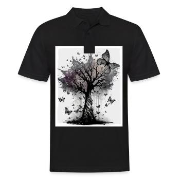 Arbres Papillons Abstrait Nature Forêt Grunge - Polo Homme - noir - Devant - Kai (181cm)
