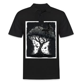 Arbres Papillons Abstrait Nature Forêt Grunge - Polo Homme - noir - Devant - Kai (181cm)