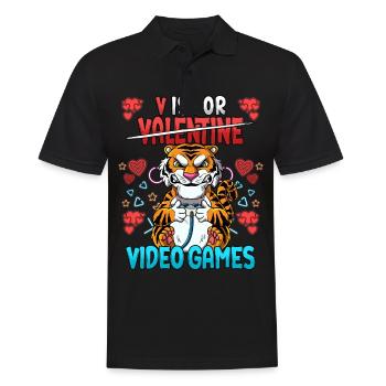 V est pour les jeux vidéo Valentine’s Day Gamer - Polo Homme - noir - Devant - Kai (181cm)