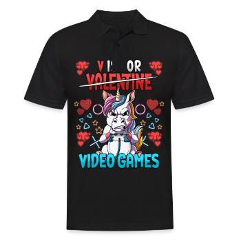 V est pour les jeux vidéo Valentine’s Day Gamer - Polo Homme - noir - Devant - Kai (181cm)