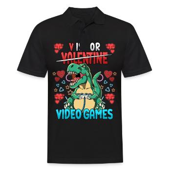 V Is For Video Games Valentinstag Gamer - Männer Poloshirt - Schwarz - Vorne - Kai (181cm)