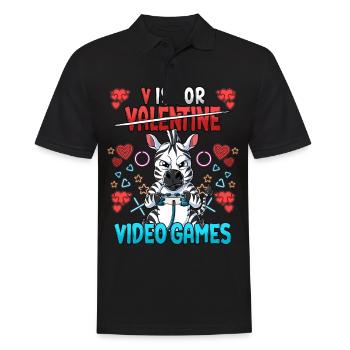 V est pour les jeux vidéo Valentine’s Day Gamer - Polo Homme - noir - Devant - Kai (181cm)
