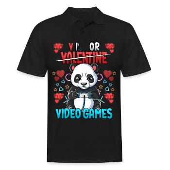 V Is For Video Games Valentinstag Gamer - Männer Poloshirt - Schwarz - Vorne - Kai (181cm)