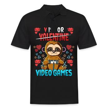 V Is For Video Games Valentinstag Gamer - Männer Poloshirt - Schwarz - Vorne - Kai (181cm)
