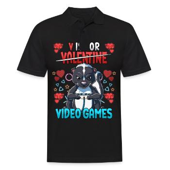 V Is For Video Games Valentinstag Gamer - Männer Poloshirt - Schwarz - Vorne - Kai (181cm)
