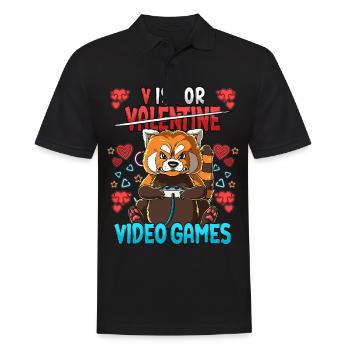 V Is For Video Games Valentinstag Gamer - Männer Poloshirt - Schwarz - Vorne - Kai (181cm)