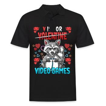 V Is For Video Games Valentinstag Gamer - Männer Poloshirt - Schwarz - Vorne - Kai (181cm)