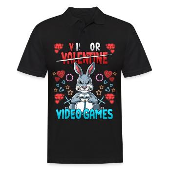 V est pour les jeux vidéo Valentine’s Day Gamer - Polo Homme - noir - Devant - Kai (181cm)