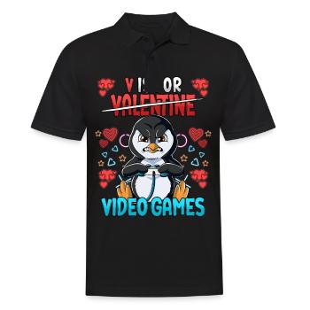 V Is For Video Games Valentinstag Gamer - Männer Poloshirt - Schwarz - Vorne - Kai (181cm)