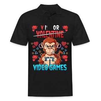V Is For Video Games Valentine's Day Gamer - Men's Polo Shirt - black - Front - Kai (181cm)