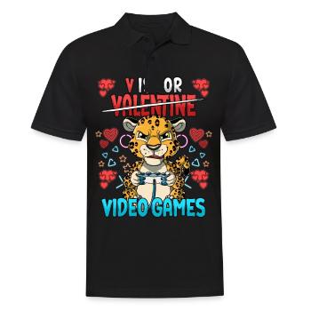 V Is For Video Games Valentinstag Gamer - Männer Poloshirt - Schwarz - Vorne - Kai (181cm)