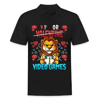 V Is For Video Games Valentinstag Gamer - Männer Poloshirt - Schwarz - Vorne - Kai (181cm)