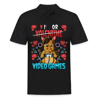 V Is For Video Games Valentinstag Gamer - Männer Poloshirt - Schwarz - Vorne - Kai (181cm)