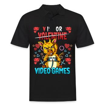 V est pour les jeux vidéo Valentine’s Day Gamer - Polo Homme - noir - Devant - Kai (181cm)