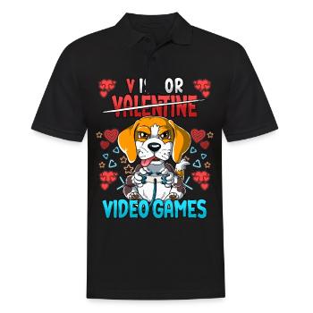 V Is For Video Games Valentine's Day Gamer - Men's Polo Shirt - black - Front - Kai (181cm)