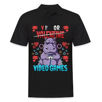 V Is For Video Games Valentinstag Gamer - Männer Poloshirt - Schwarz - Vorne - Kai (181cm)