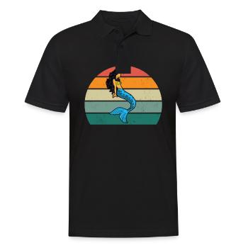 Meerjungfraumann Schwanzflosse Sirene Meerjungfrau - Männer Poloshirt - Schwarz - Vorne - Kai (181cm)