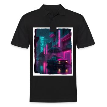 Vaporwave Aestethic Retro Japon Neon Emo Anime - Polo Homme - noir - Devant - Kai (181cm)