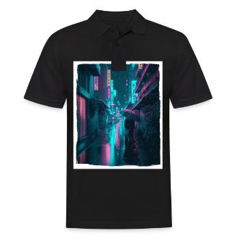 Vaporwave Aestethic Retro Japon Neon Emo Anime - Polo Homme - noir - Devant - Kai (181cm)