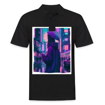Vaporwave Aestethic Retro Japon Neon Emo Anime - Polo Homme - noir - Devant - Kai (181cm)