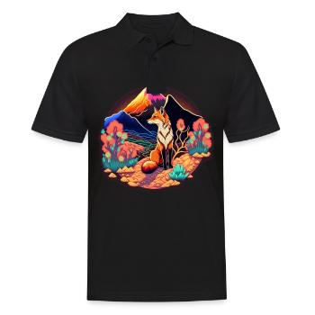 Fuchs Japan Kirschblüte Blume Japanisch Retro - Männer Poloshirt - Schwarz - Vorne - Kai (181cm)