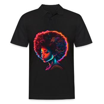 Afro Haare Retro Afrika Königin Sonnenbrille Neon - Männer Poloshirt - Schwarz - Vorne - Kai (181cm)