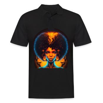 Afro Haare Retro Afrika Königin Sonnenbrille Neon - Männer Poloshirt - Schwarz - Vorne - Kai (181cm)
