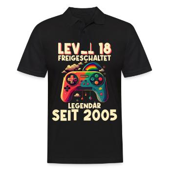 2005 Level 18 Jahre Gaming 18er 18 Geburtstag - Männer Poloshirt - Schwarz - Vorne - Kai (181cm)