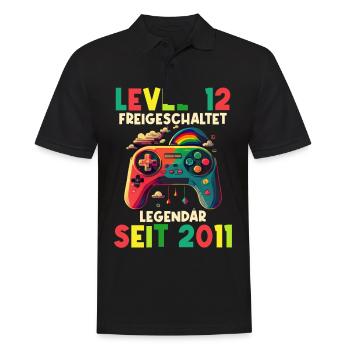 2011 Level 12 Jahre Gaming 12er 12 Geburtstag - Männer Poloshirt - Schwarz - Vorne - Kai (181cm)
