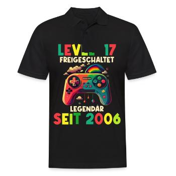 2006 Level 17 Jahre Gaming 17er 17 Geburtstag - Männer Poloshirt - Schwarz - Vorne - Kai (181cm)