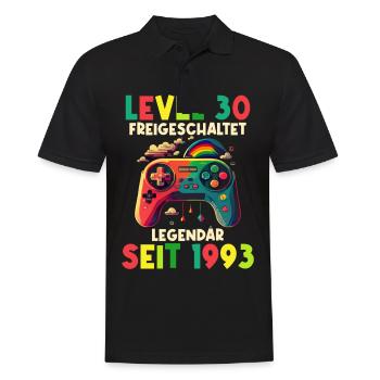 1993 Level 30 Jahre Gaming 30er 30 Geburtstag - Männer Poloshirt - Schwarz - Vorne - Kai (181cm)