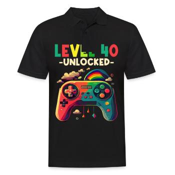 Level 40 Years Gaming 40s 40 Birthday - Men's Polo Shirt - black - Front - Kai (181cm)