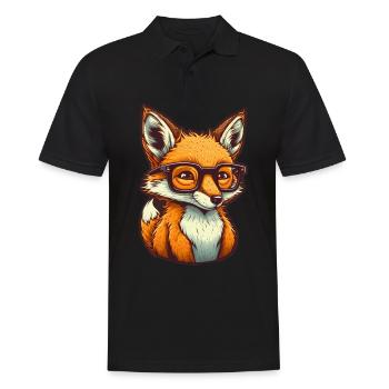 Süßer Fuchs mit Lesebrille Lesefuchs Buchliebhaber - Männer Poloshirt - Schwarz - Vorne - Kai (181cm)