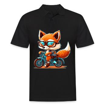 Süßer Fuchs mit Brille Fahrrad Bike Moped Roller - Männer Poloshirt - Schwarz - Vorne - Kai (181cm)