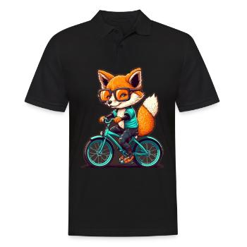 Süßer Fuchs mit Brille Fahrrad Bike Moped Roller - Männer Poloshirt - Schwarz - Vorne - Kai (181cm)