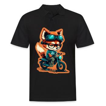 Süßer Fuchs mit Brille Fahrrad Bike Moped Roller - Männer Poloshirt - Schwarz - Vorne - Kai (181cm)