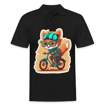 Süßer Fuchs mit Brille Fahrrad Bike Moped Roller - Männer Poloshirt - Schwarz - Vorne - Kai (181cm)