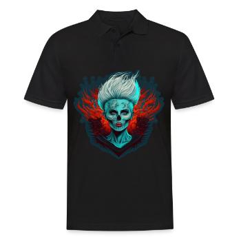 Evil Old Woman Horror Skeleton Demon Bikerin - Men's Polo Shirt - black - Front - Kai (181cm)