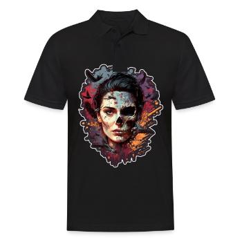 Evil Old Woman Horror Skeleton Demon Bikerin - Men's Polo Shirt - black - Front - Kai (181cm)