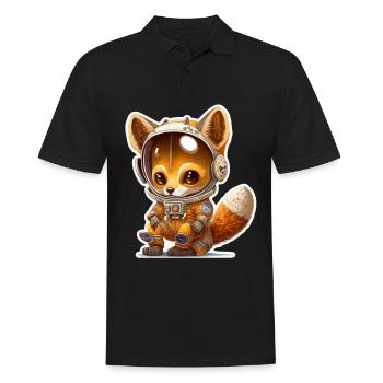 Mignon Fox Space Astronaute Planète Espace - Polo Homme - noir - Devant - Kai (181cm)