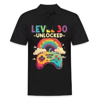 Level 30 Years Gaming 30s 30s Birthday - Men's Polo Shirt - black - Front - Kai (181cm)