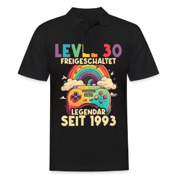 1993 Level 30 Jahre Gaming 30er 30 Geburtstag - Männer Poloshirt - Schwarz - Vorne - Kai (181cm)