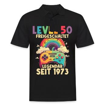 1973 Level 50 Jahre Gaming 50er 50 Geburtstag - Männer Poloshirt - Schwarz - Vorne - Kai (181cm)