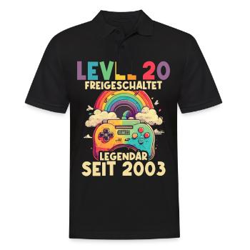 2003 Level 20 Jahre Gaming 20er 20 Geburtstag - Männer Poloshirt - Schwarz - Vorne - Kai (181cm)