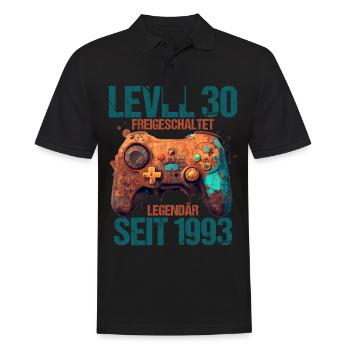 1993 Level 30 Jahre Gaming 30er 30 Geburtstag - Männer Poloshirt - Schwarz - Vorne - Kai (181cm)