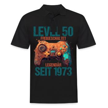 1973 Level 50 Jahre Gaming 50er 50 Geburtstag - Männer Poloshirt - Schwarz - Vorne - Kai (181cm)