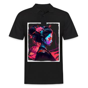 Fleurs de cerisier du Japon Geisha Neon - Polo Homme - noir - Devant - Kai (181cm)