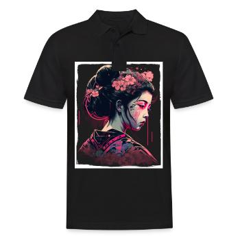 Fleurs de cerisier du Japon Geisha Neon - Polo Homme - noir - Devant - Kai (181cm)