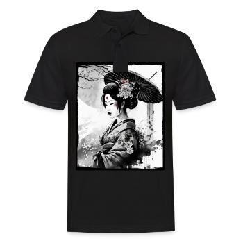 Fleurs de cerisier du Japon Geisha Neon - Polo Homme - noir - Devant - Kai (181cm)